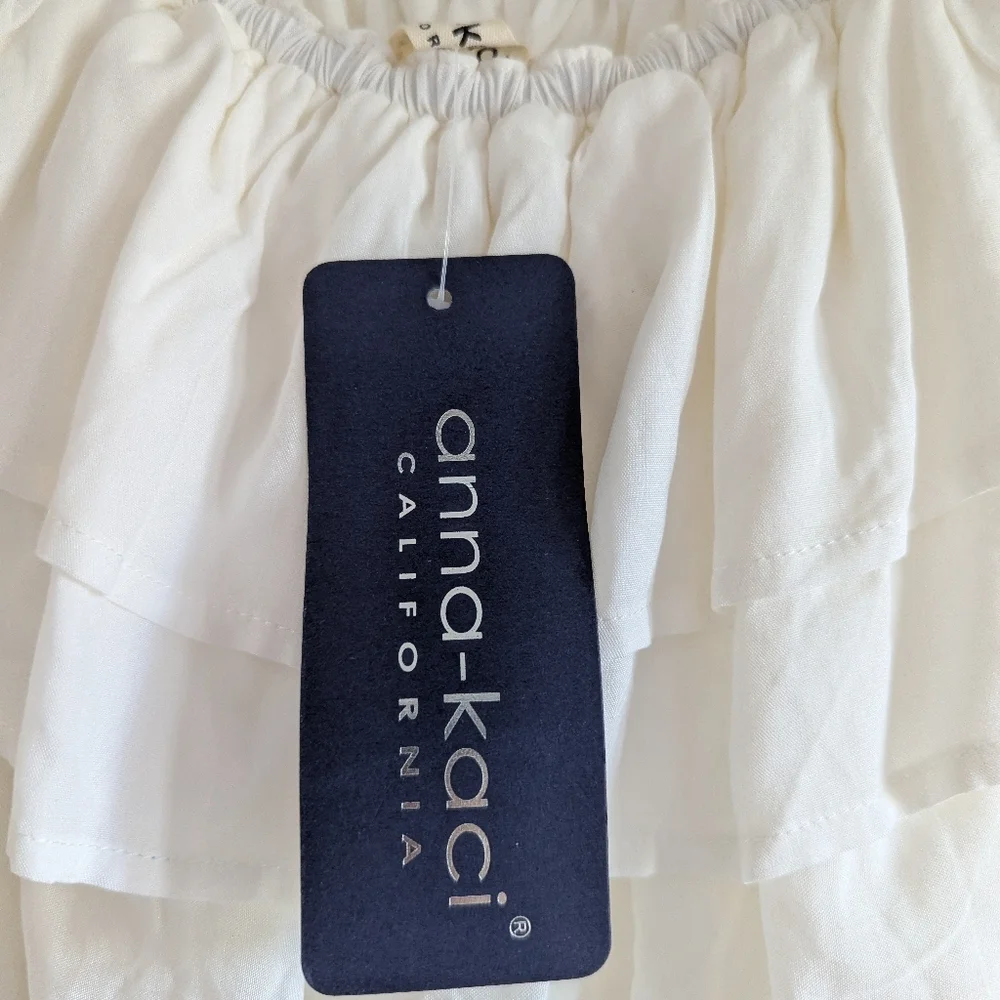 White Off-Shoulder Ruffle Maxi Dress | Elastic Waist & Tiered Hem - Picture 6 of 9